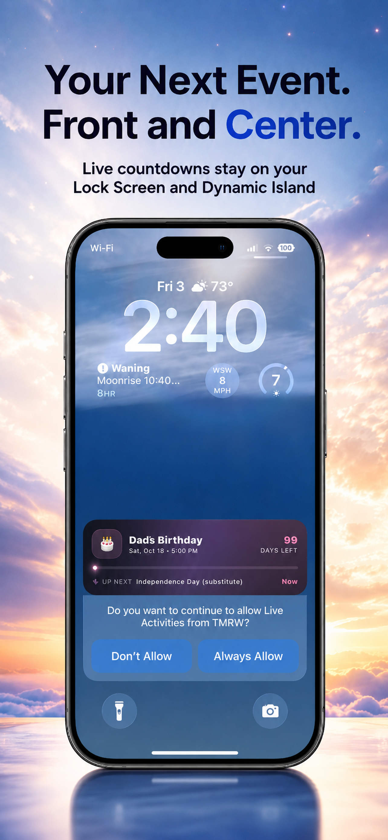 TMRW — Lock Screen Live Activities
