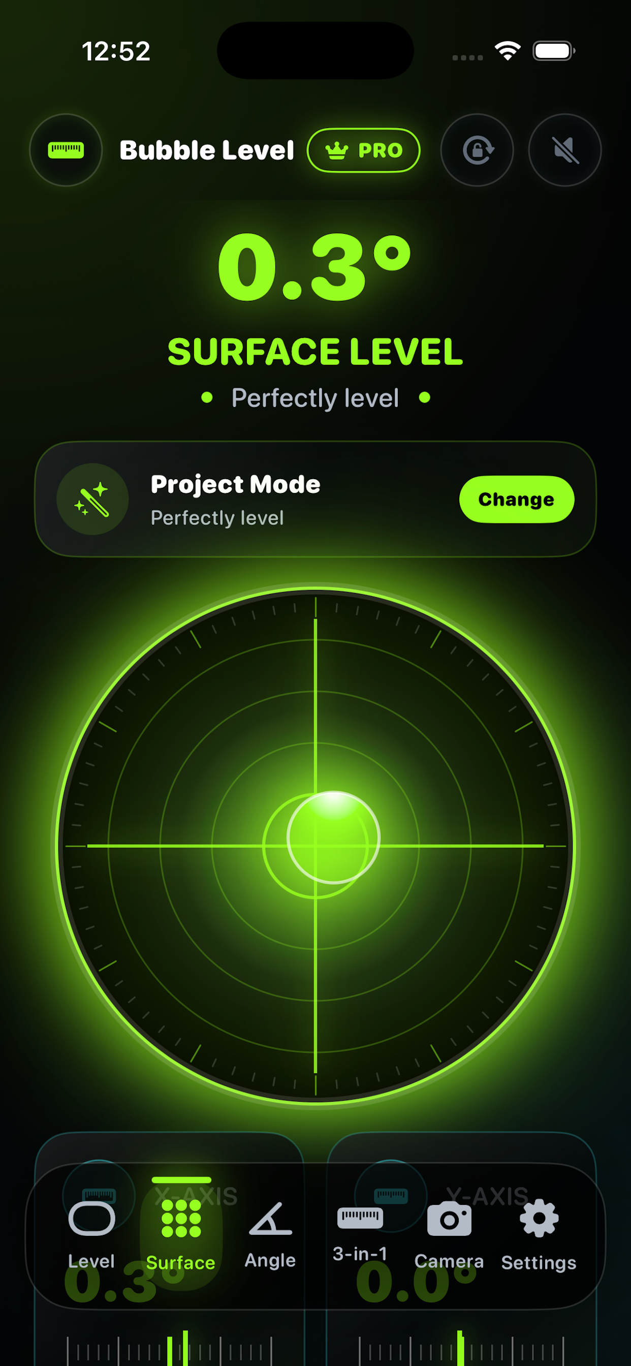 Bubble Level AI — Surface Level screen