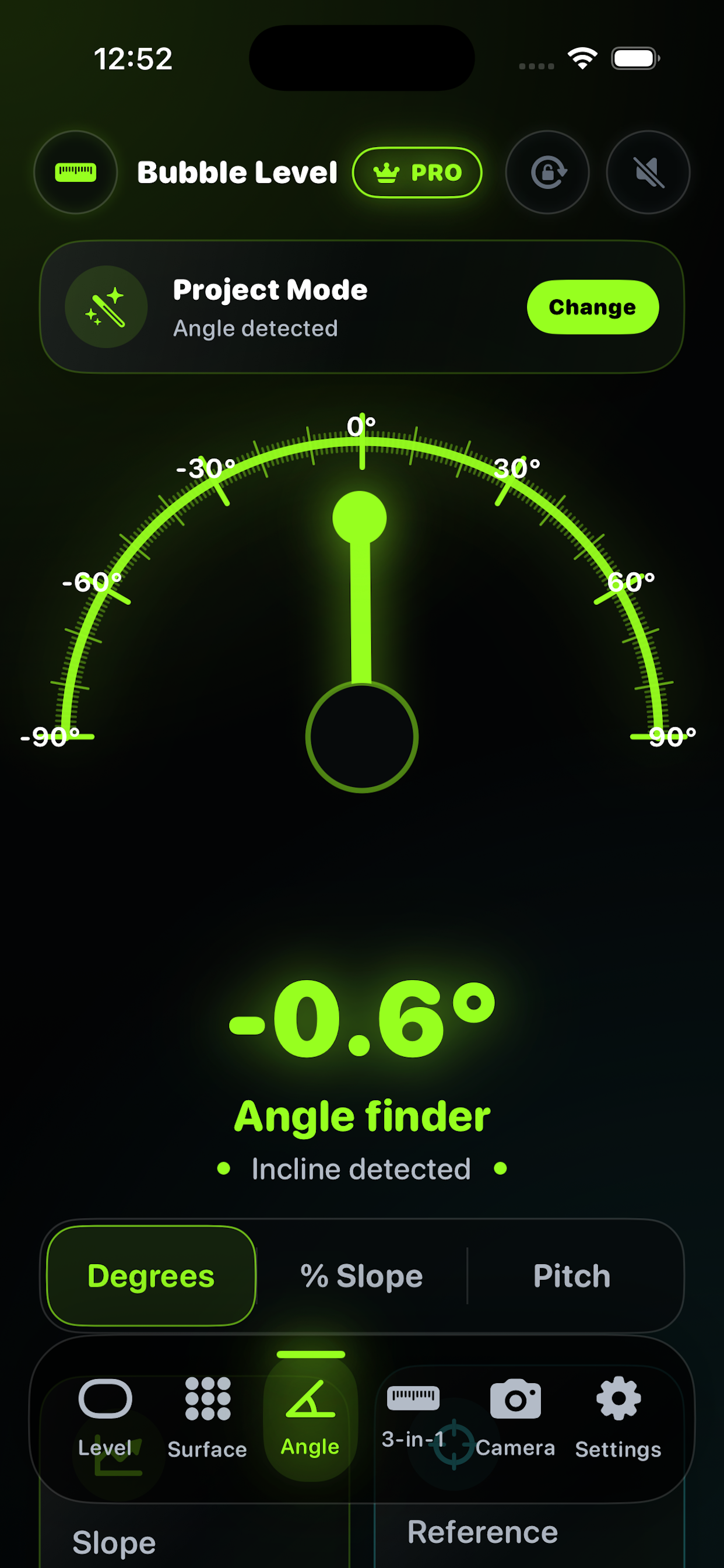 Bubble Level AI — Angle Finder screen